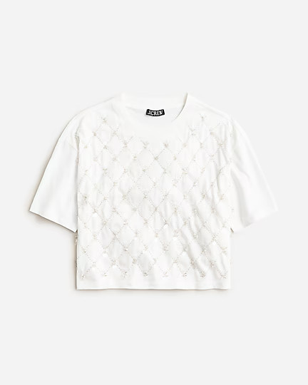 Broken-in jersey cropped T-shirt with patterned sequins | J. Crew US