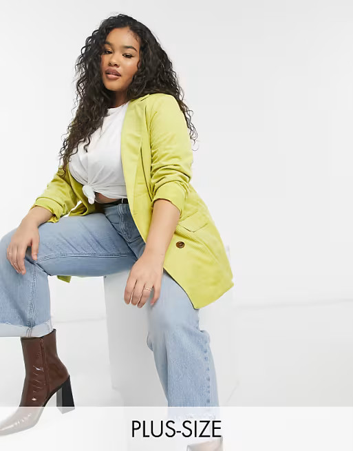 Vero Moda Curve blazer in yellow | ASOS (Global)