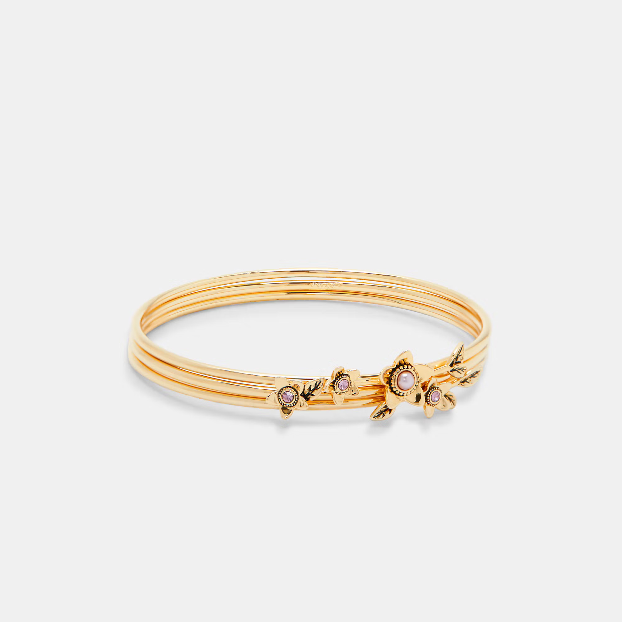 COACH Women's Wildflower Pearl Bangle Set - Gold | Coach Outlet US