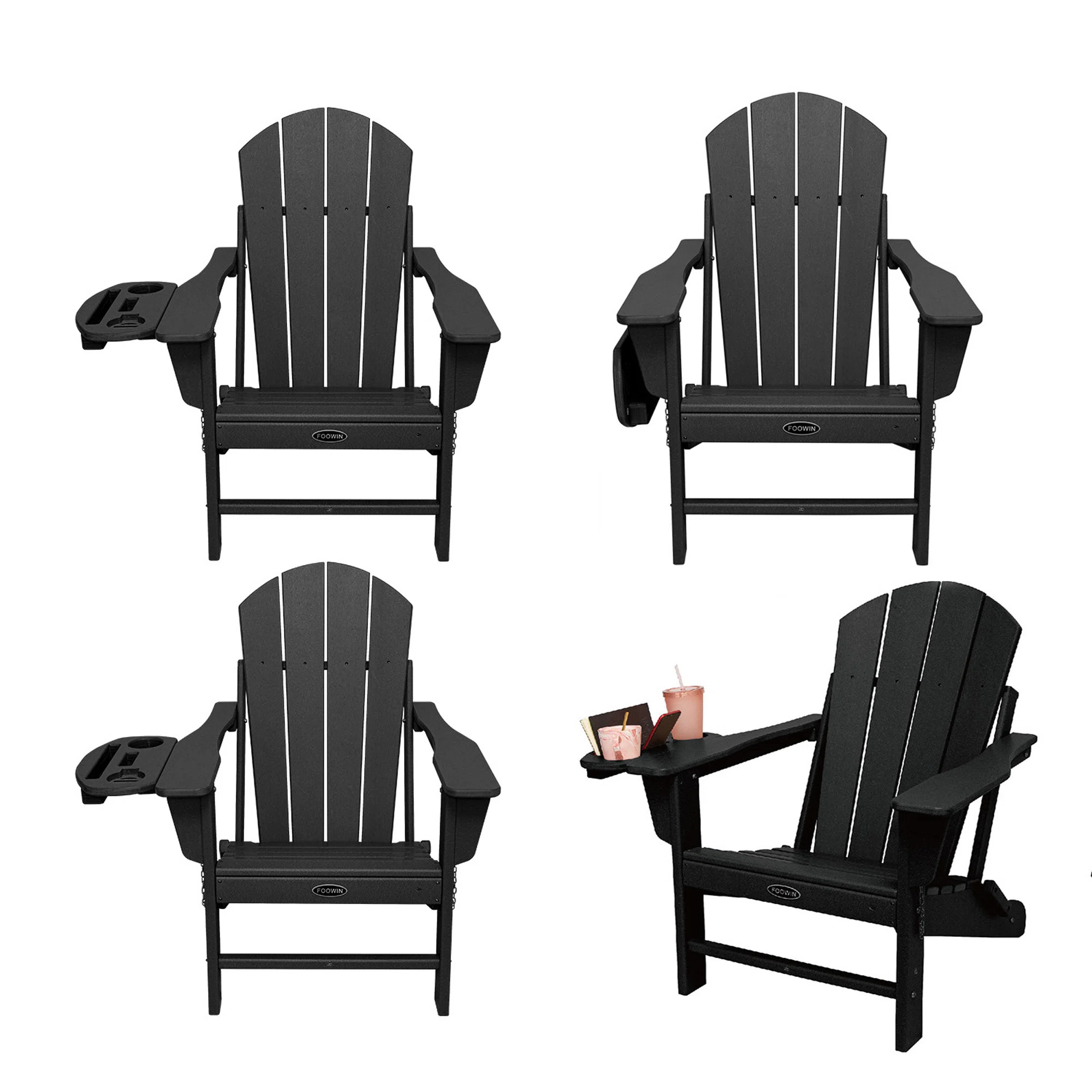 HDPE Folding Adirondack Chair With Cup Holder | Wayfair North America