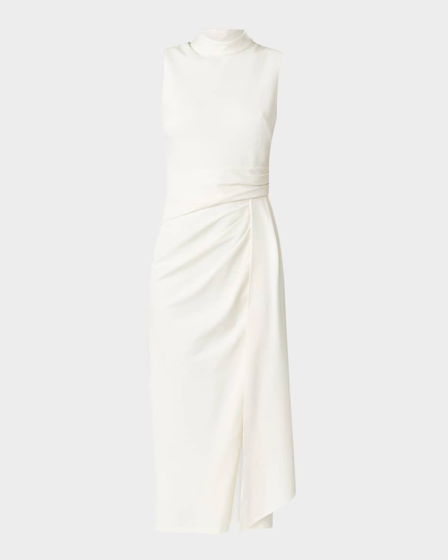 Park Draped Mock-Neck Midi Dress | Neiman Marcus