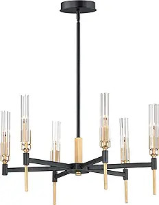 Maxim 16125CLBKAB Flambeau Crackle Glass Round LED Chandelier, 6-Light 10.8 Total Watts, 14"H x 2... | Amazon (US)