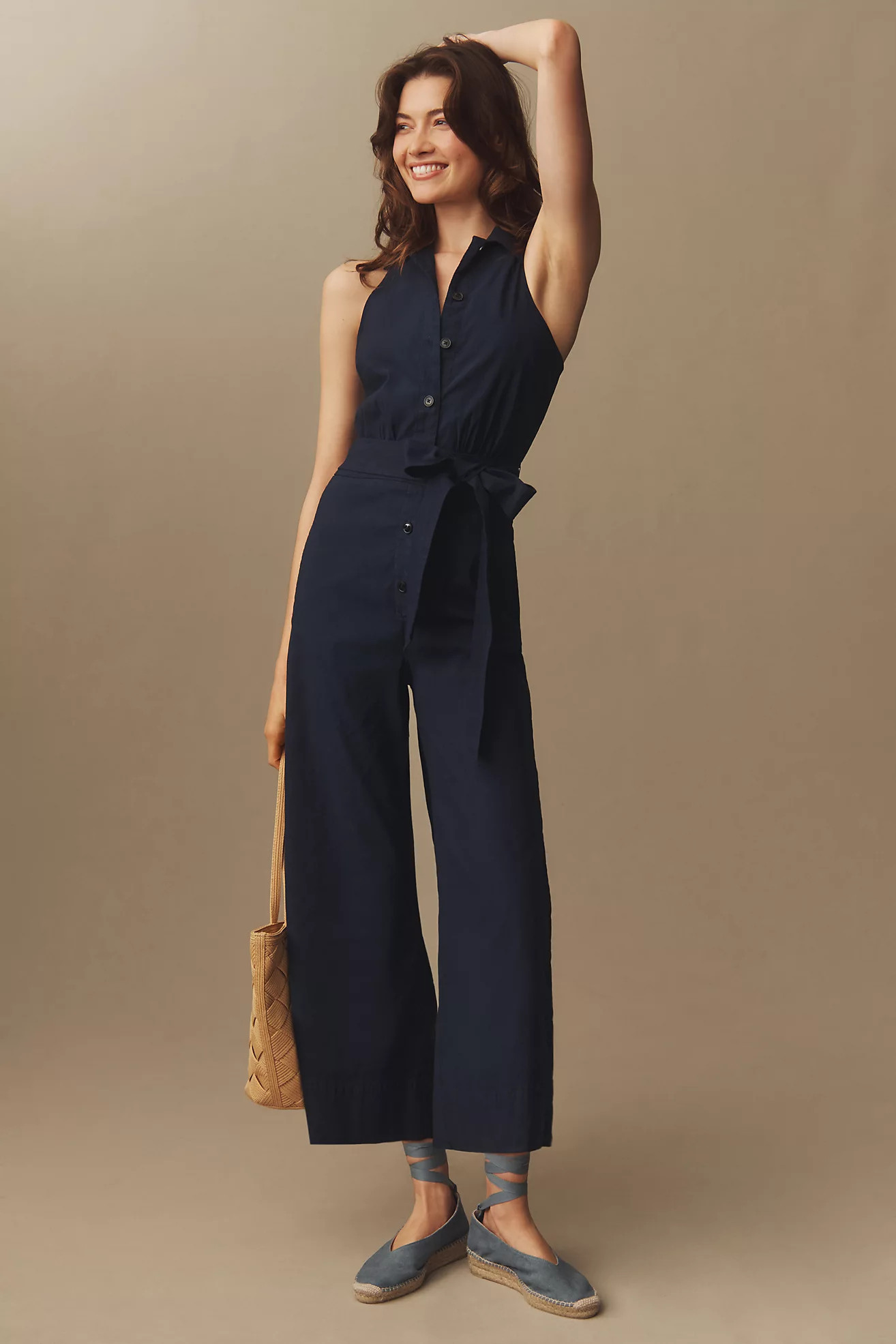 Maeve Halter Button-Front Jumpsuit | Anthropologie (US)