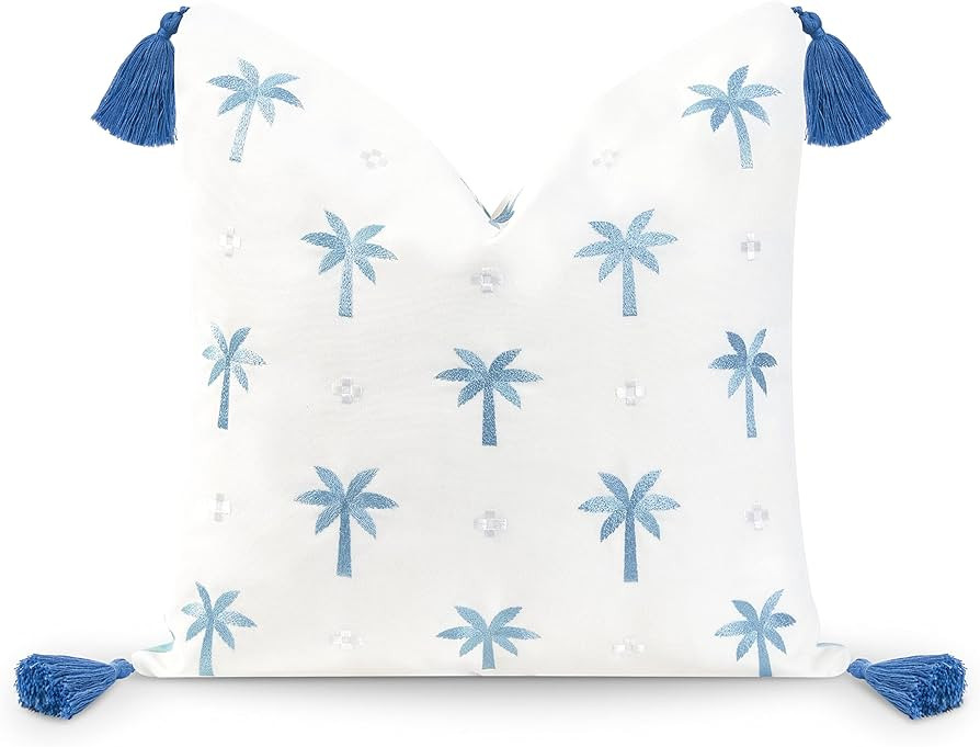 Hofdeco Premium Coastal Hampton Style Patio Indoor Outdoor Pillow Cover Only, 20"x20" Water Resis... | Amazon (US)