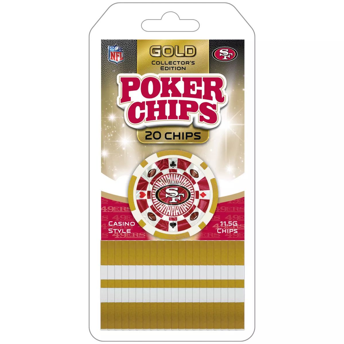 MasterPieces Casino Style 20 Piece 11.5 Gram Poker Chip Set NFL San Francisco 49ers Gold Edition | Target