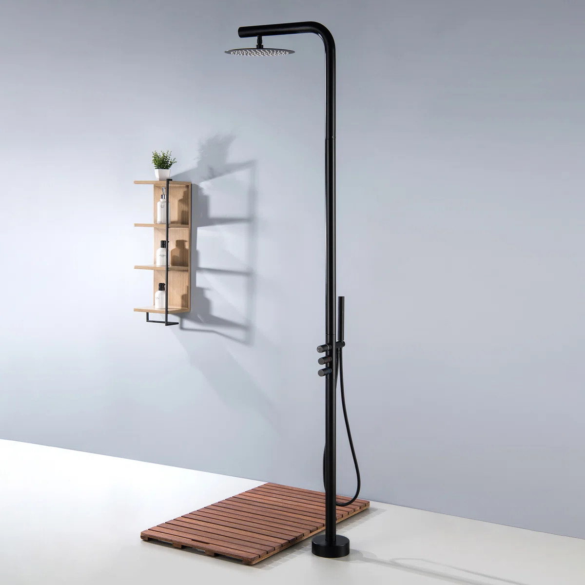 85"-H Stainless Steels Freesstanding Outdoor Shower System With Handshower With Triple Lever Hand... | Wayfair North America