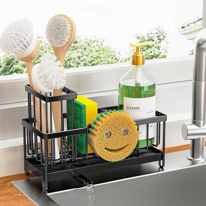 Cisily Sponge Holder for Kitchen Sink, Sink Caddy Organizer with High Brush Holder, Kitchen Count... | Amazon (US)