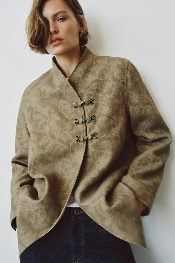 ZW COLLECTION JACQUARD FIREMAN CLASP BLAZER | Zara US