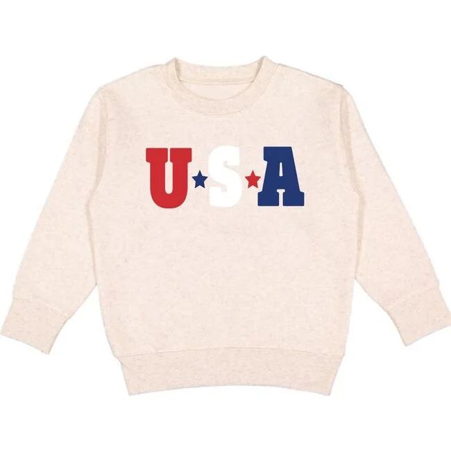 USA L/S Sweatshirt, Natural | Maisonette
