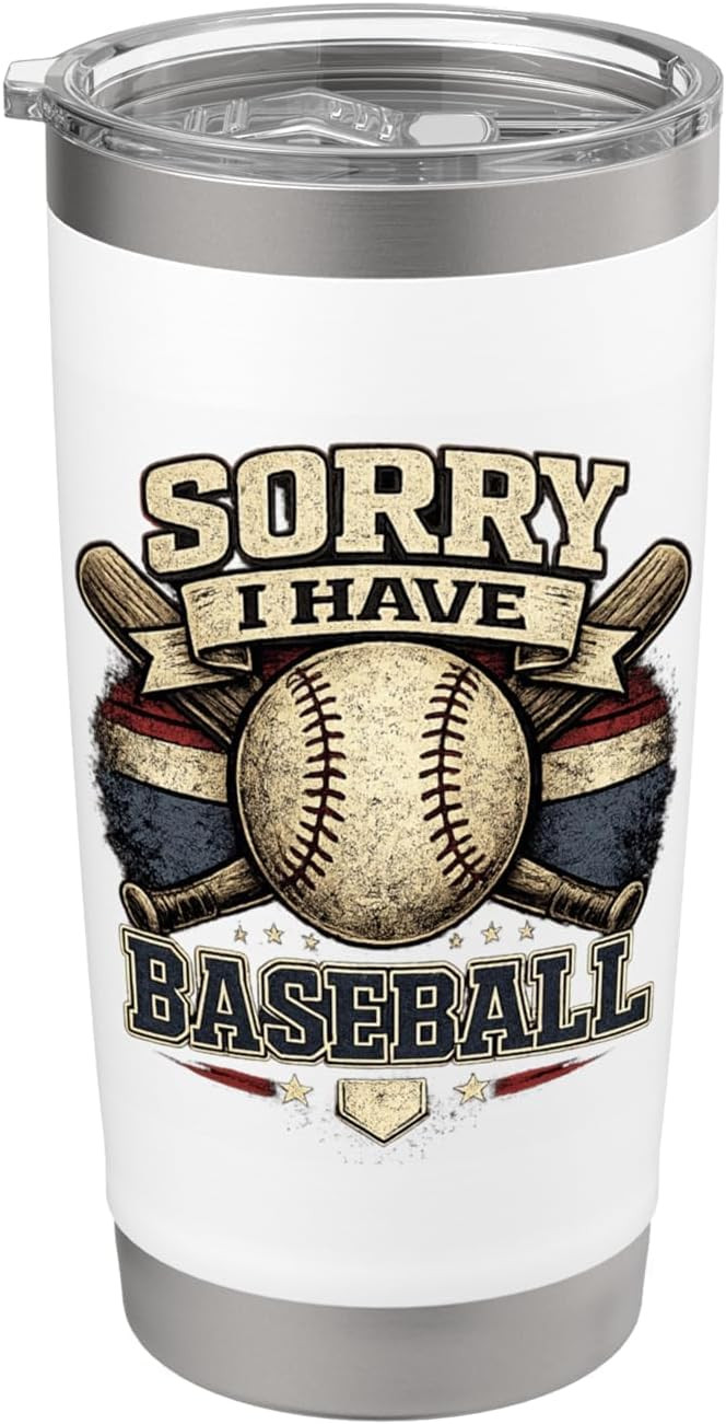 Sorry I Have Baseball Vintage Retro Graphic Stainless Steel Insulated Tumbler | Amazon (US)