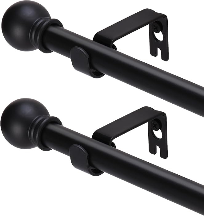 GXOACKJ 2 Pack Black Curtain Rods for windows 32 to 48 inch, 5/8 inch Splicing Heavy Duty Metal C... | Amazon (US)
