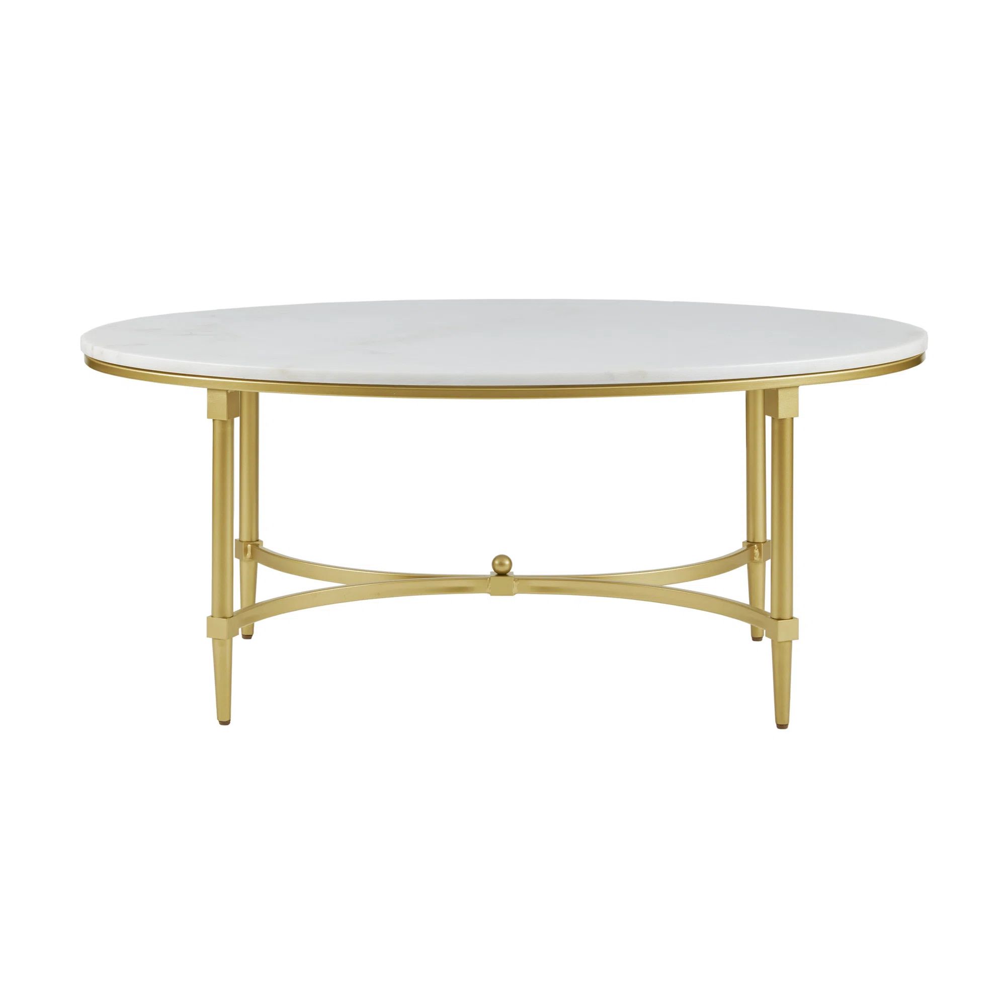 Bordeaux Gold Metal Marble Oval Coffee Table | Wayfair North America