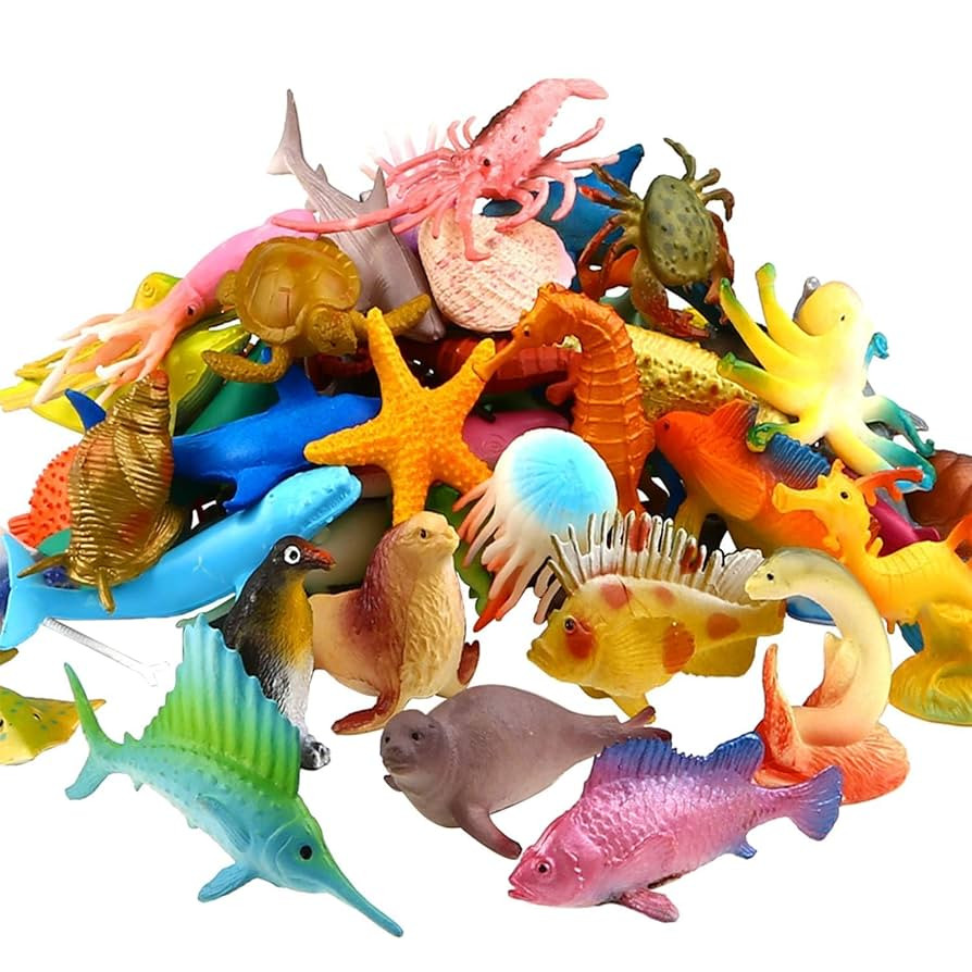 Funcorn Toys Ocean Sea Animal, 52 Pack Assorted Mini Vinyl Plastic Animal Toy Set, Realistic Unde... | Amazon (US)