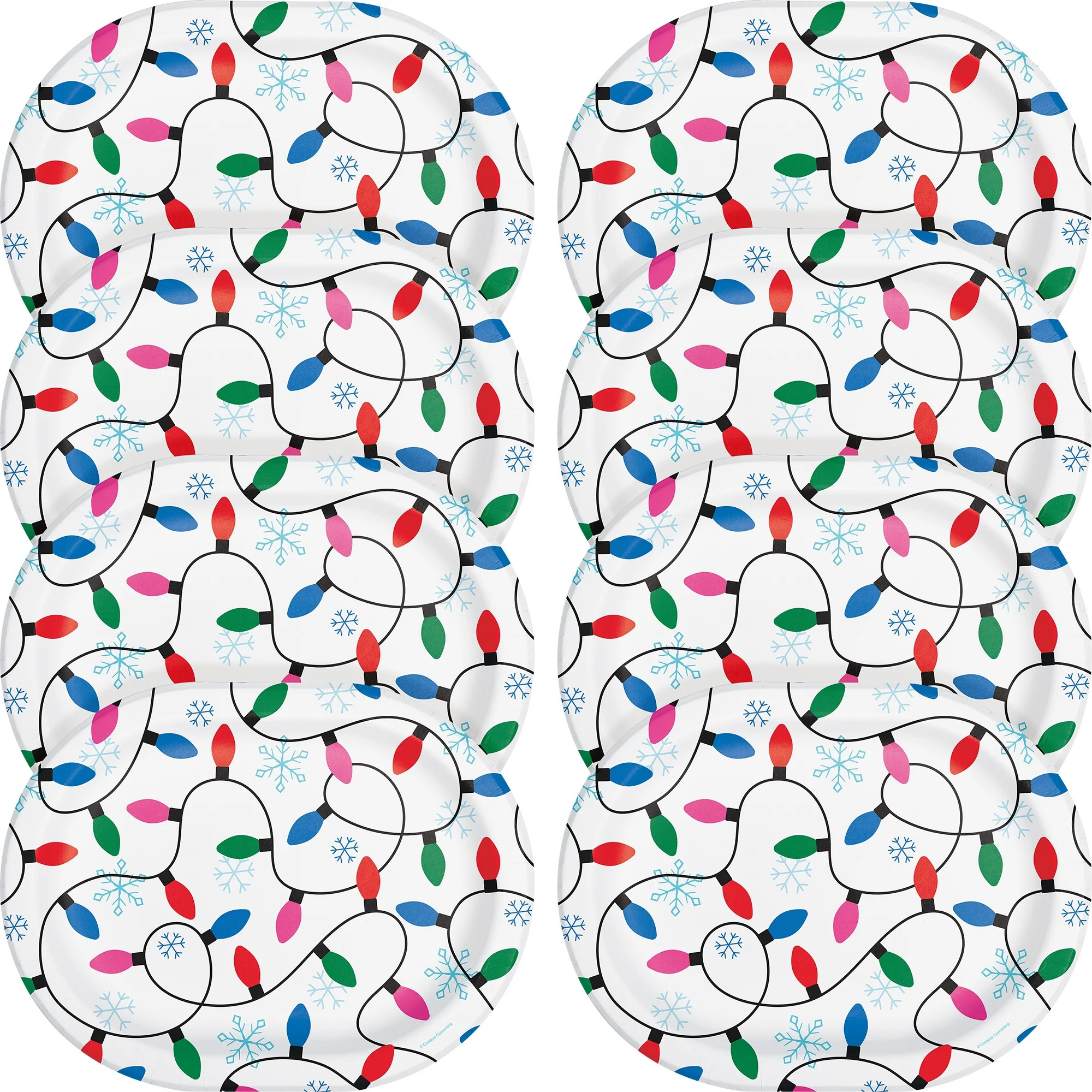 Christmas Lights and Snowflakes Oval Disposable Paper Plates, 12" x 10", Multicolor, 8 Count, by ... | Walmart (US)