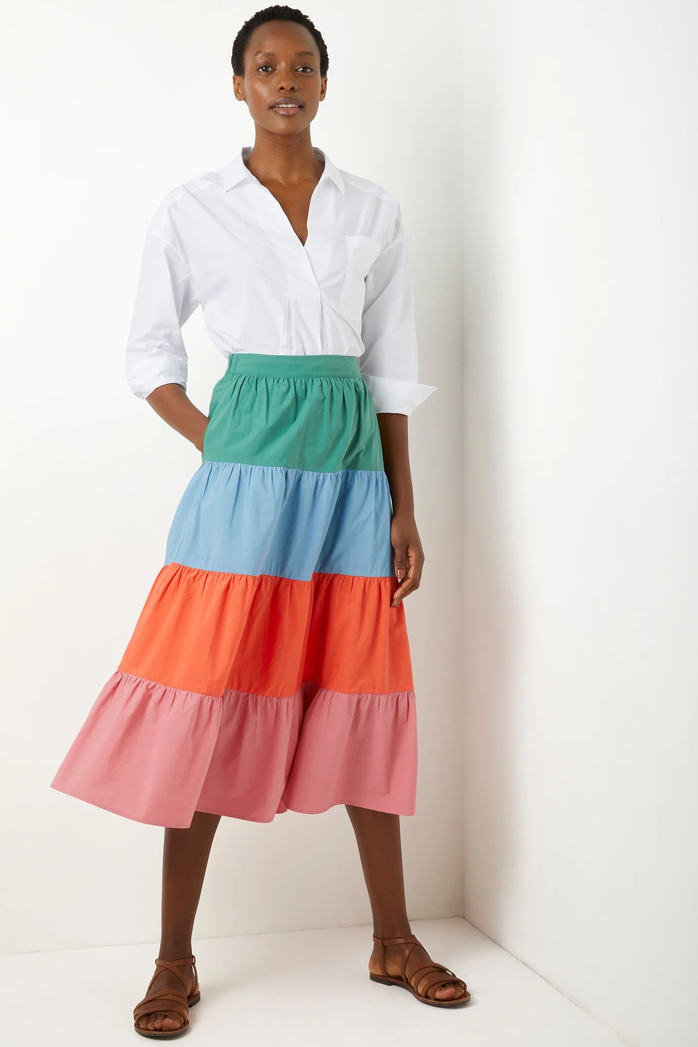 Josephine Multi-Coloured Tiered Skirt - Multi | WYSE London