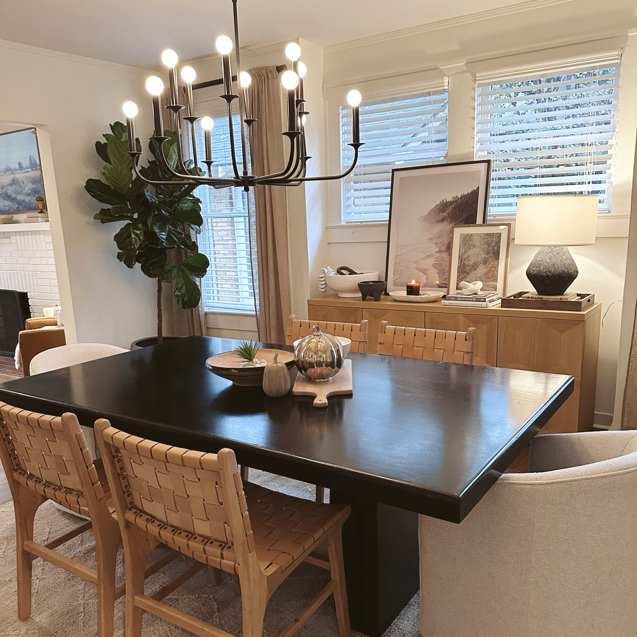 Who's ready to set the mood for fall? Check out the Bishop Arts cozy dining room I created for my client, who loves to entertain...complete with a full bar set up! 🥃🍁🍸

#LTKHome