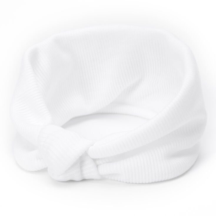 Wide Jersey Knotted Headwrap - White | Claire's (US)