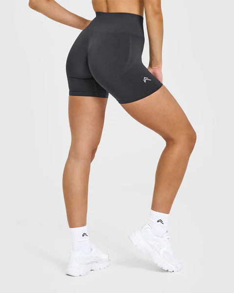 EffortlessLift™ Seamless Shorts with White Logo 
 Coal | Oner Active (UK / US)