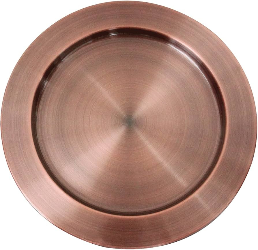 Kazozobi 13" Stainless Steel Handmade Charger Plates, Metal Round Chargers for Dinner Plates, 6 P... | Amazon (US)