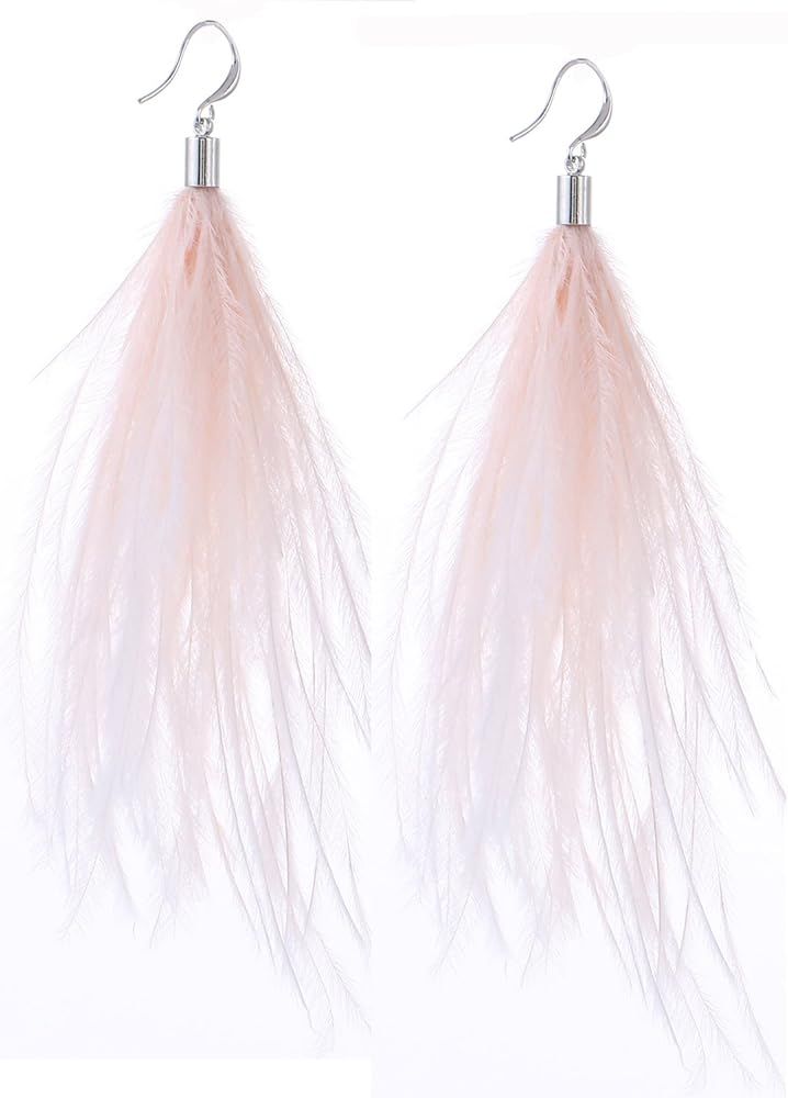 Feather Earring For Women Long Dangle Earring Feather Elegant Thread Feather Jewelry for Gift Win... | Amazon (US)