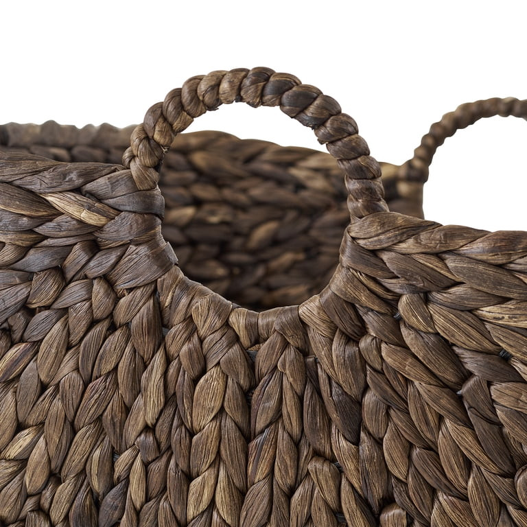 Better Homes & Gardens Beachcomber Handwoven Water Hyacinth Storage Basket with Handles, Dark Bro... | Walmart (US)
