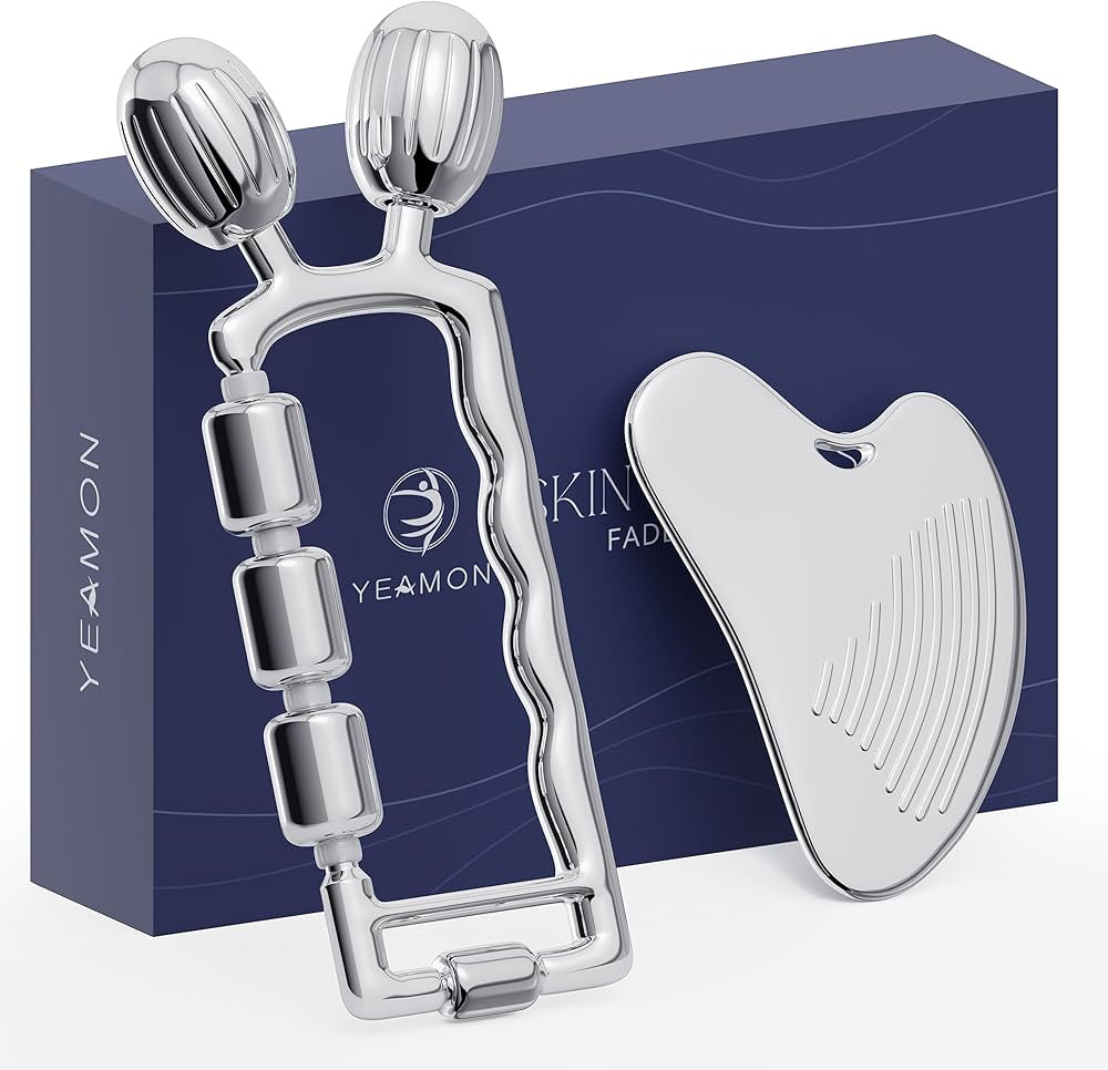 Yeamon Gua Sha Facial Tools & Face Roller Set, Stainless Steel Gua Sha & 3-in-1 Face Rollers for ... | Amazon (US)