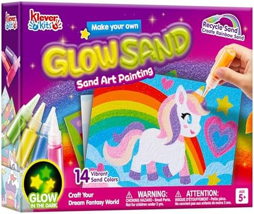 JOVA Klever Kits Glow Sand Art Kits for Kids, Glow in The Dark Sand Painting with 14 Colors, Kids... | Amazon (US)