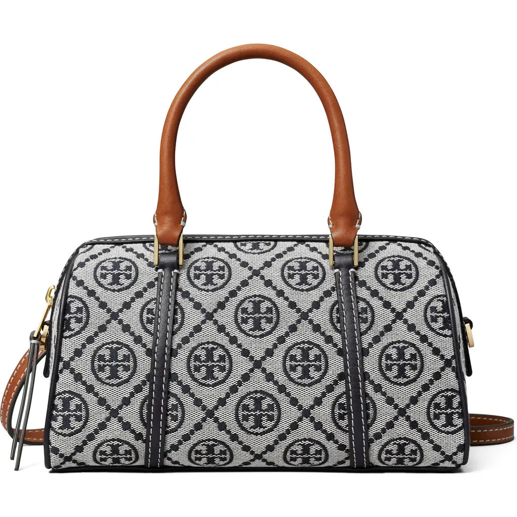 Tory Burch Petite T Monogram Jacquard Barrel Bag in Tory Navy at Nordstrom | Nordstrom