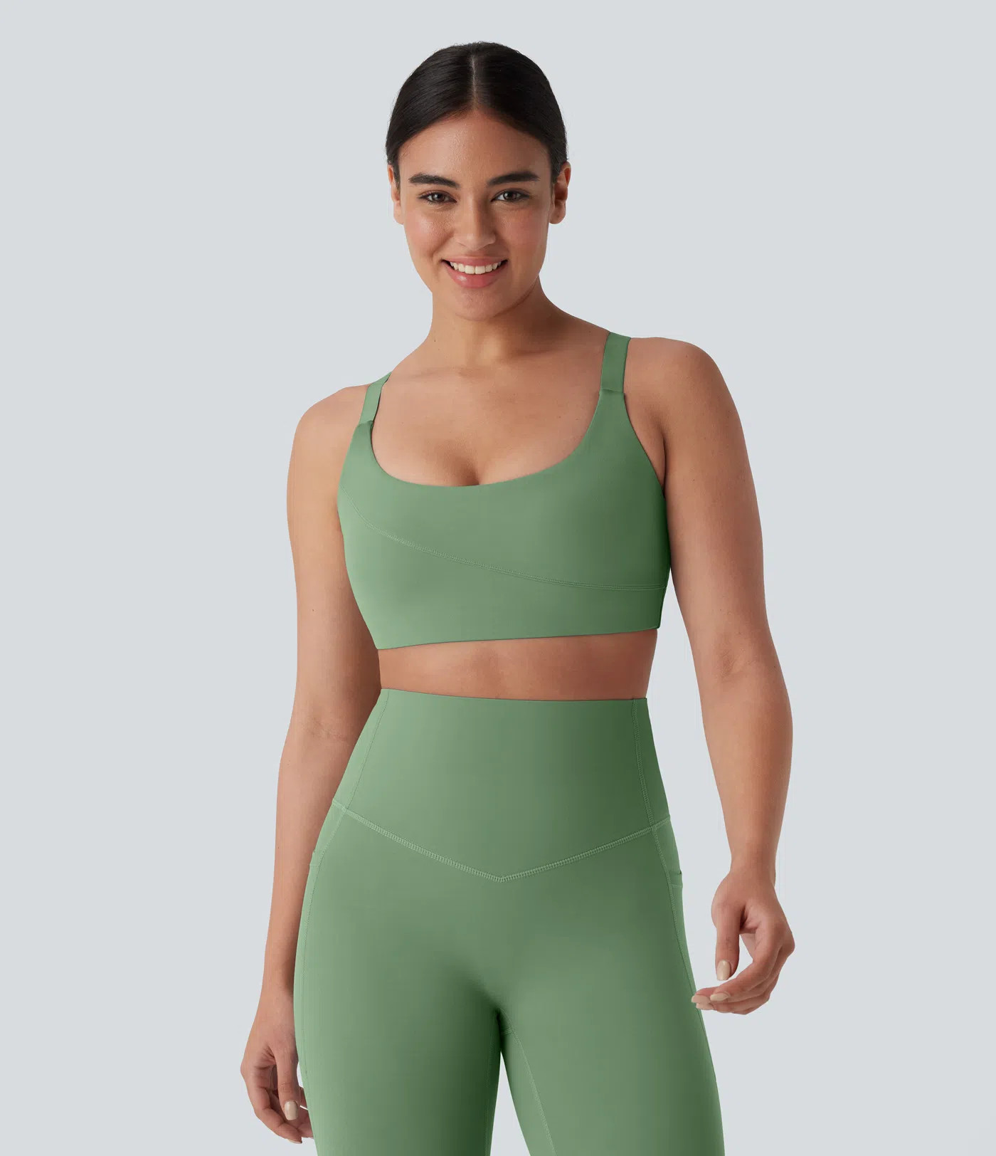 Women’s Halara UltraSculpt™ Medium Support  U Neck Adjustable Strap Workout Sports Bra - Hala... | HALARA