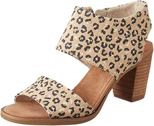 TOMS Women's Majorca Cutout Heeled Sandal, Natural Textured Cheetah, 8.5 | Amazon (US)