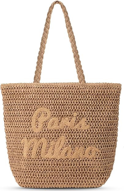 Beach Bags for Women - Large Straw Bag Woven Beach Tote, Summer Handmade Shoulder Handbag | Amazon (US)