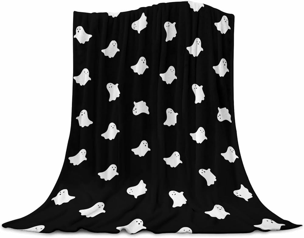 JOOCAR Halloween Ghost Throw Blanket Cute Ghost Blanket for Picnic Camping Travel Lightweight Fuz... | Amazon (US)