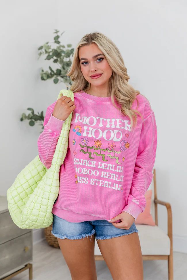 Motherhood Hot Pink Corded Graphic Sweatshirt | Pink Lily
