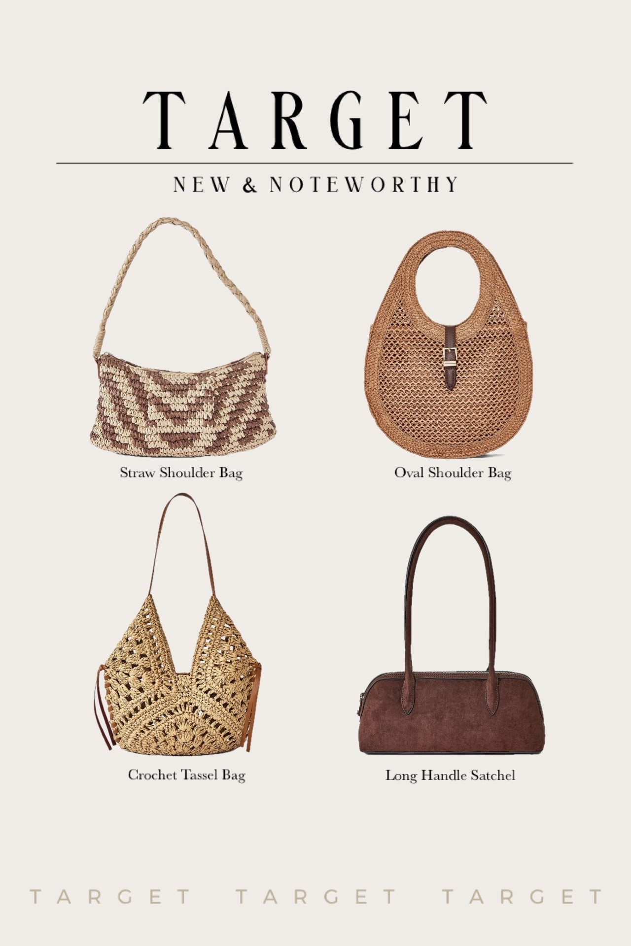 New at Target 🎯 Spring/Summer bags 

#target #handbag #bag #tote #dupe 

#LTKootd #LTKgrwm #LTKTravel