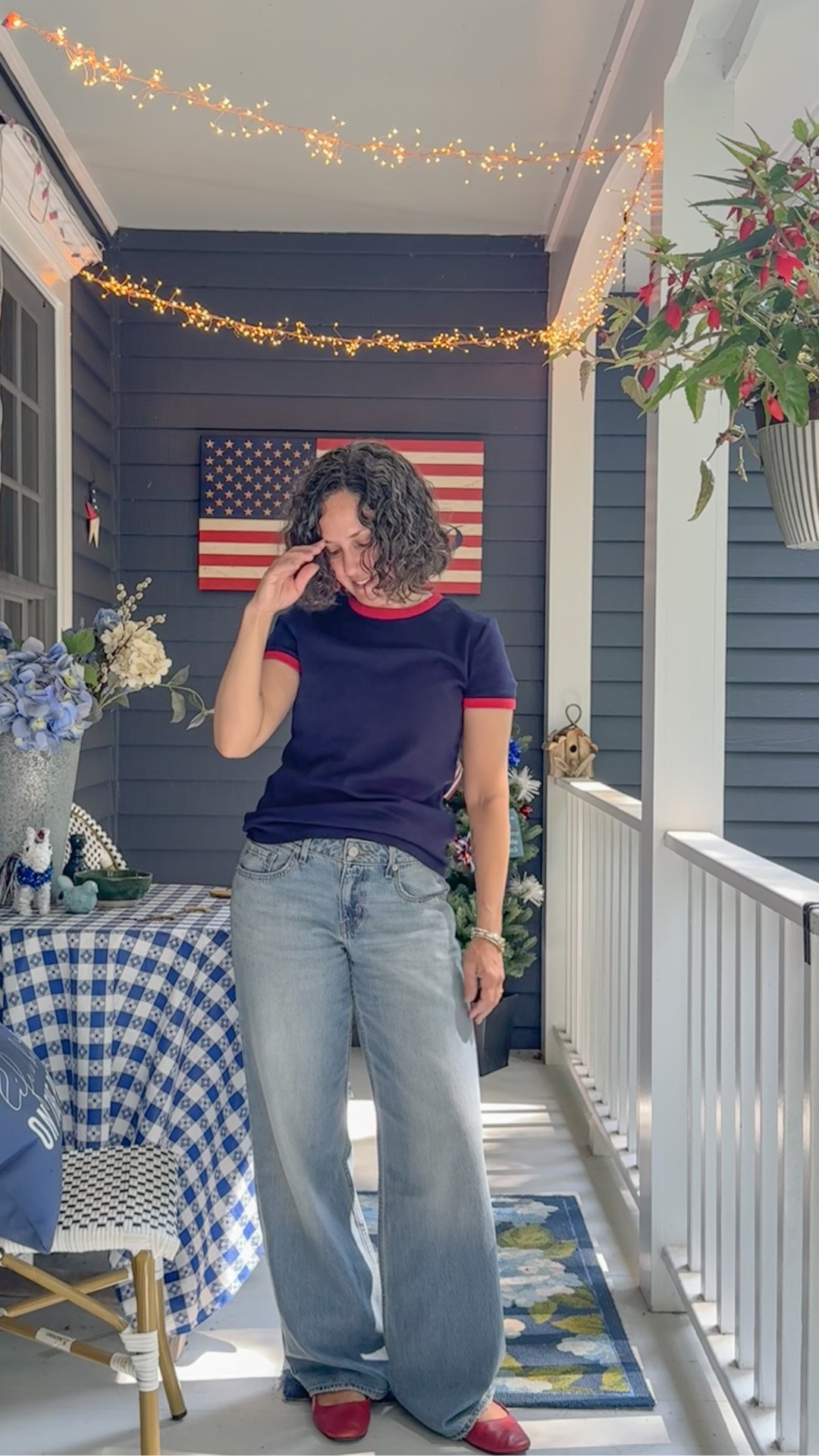 Cooler summer day outfit~ Levi jeans from the Nordstrom Anniversary sale, the Ralph Lauren top I’ve been wearing on repeat and my older red flats.

#LTKootd #LTKOver40 #LTKSeasonal