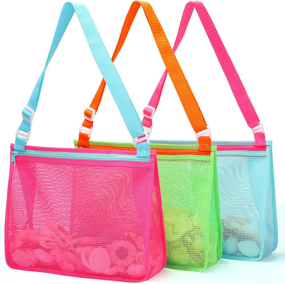Tagitary Beach Toys Large Mesh Beach Bag Sand Toy Shell Collecting Bag for Holding Shells Pool Ba... | Amazon (US)
