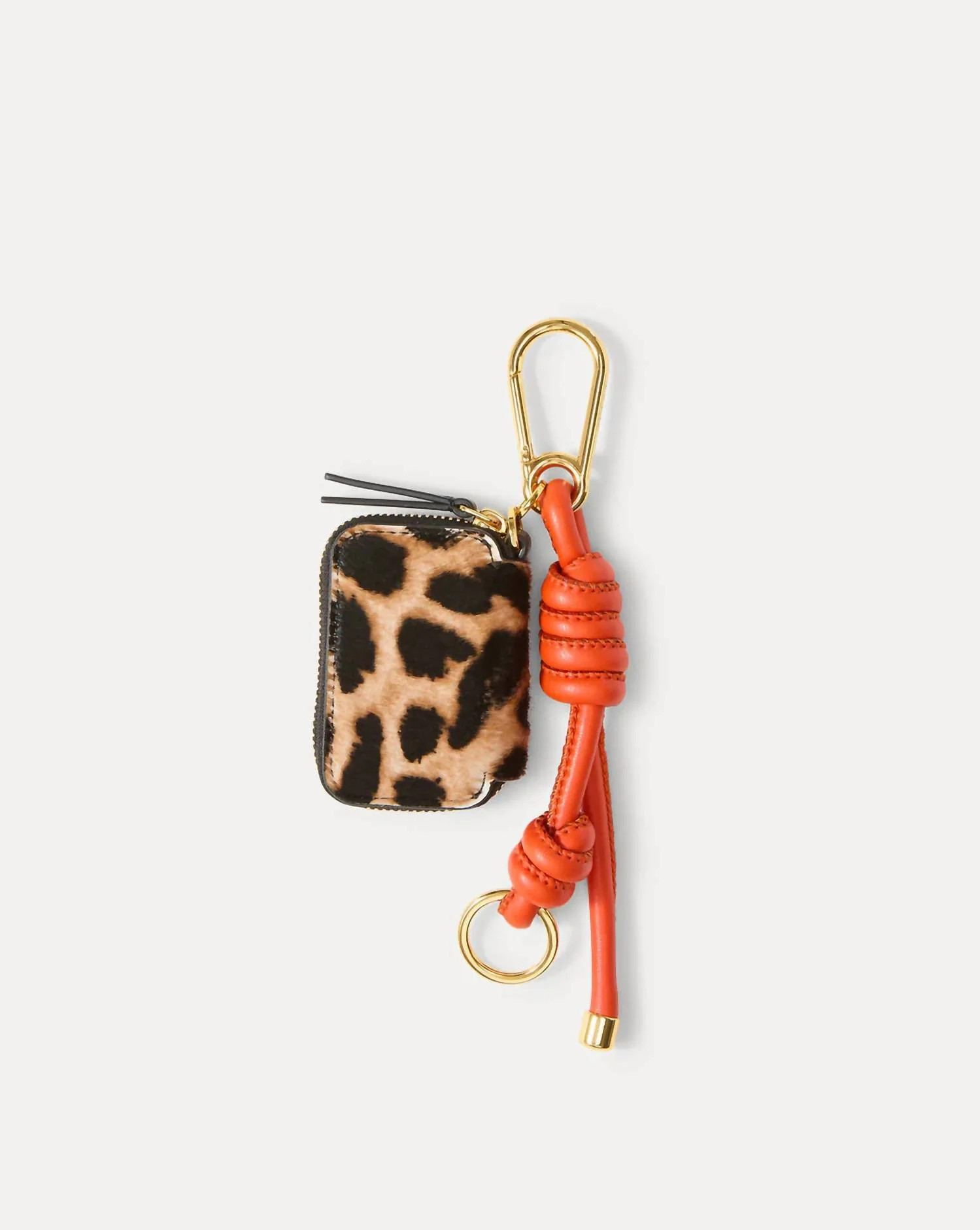 Women's Leopard Zip Pouch Bag Charm In Dark Acorn Multi | Shop Simon