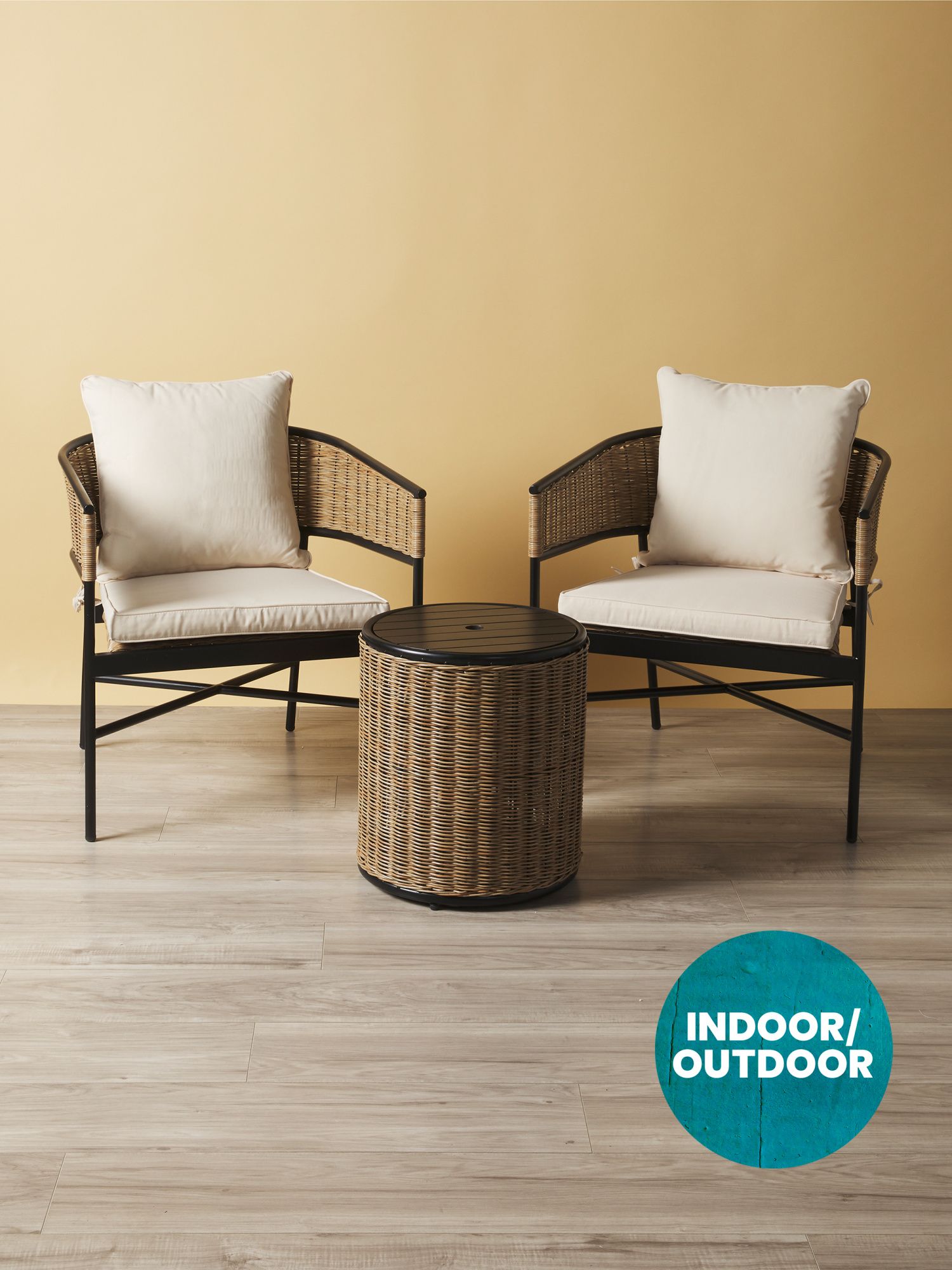 3pc Cane Resin Wicker Table And Chair Set | Outdoor | HomeGoods | HomeGoods