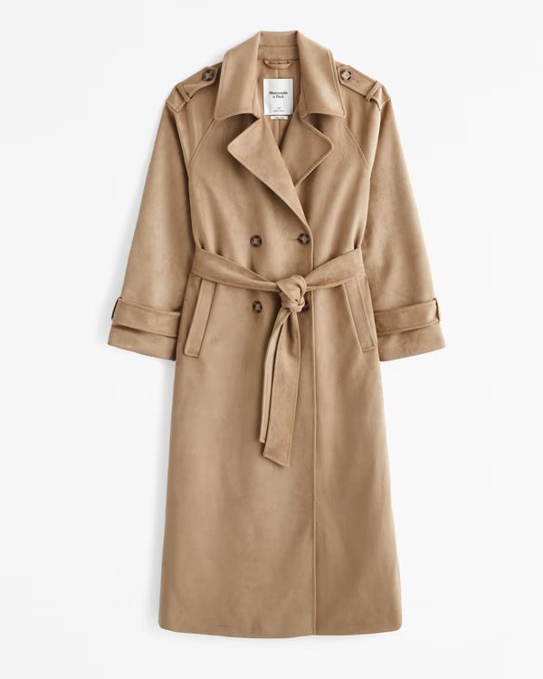 Women's Faux Suede Trench Coat | Women's Coats & Jackets | Abercrombie.com | Abercrombie & Fitch (US)