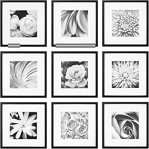 Gallery Perfect Gallery Wall Kit Square Photos with Hanging Template Picture Frame Set, 12" x 12"... | Amazon (US)