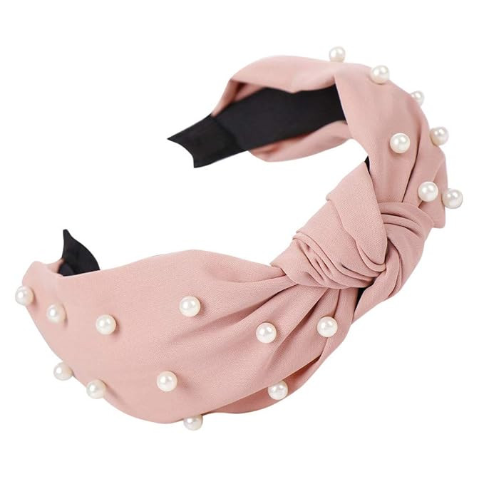 Tomppy Women's Pearl Wide-Brimmed Hair Hoop Twist Knot Headband Party Hairwear Decor | Amazon (US)