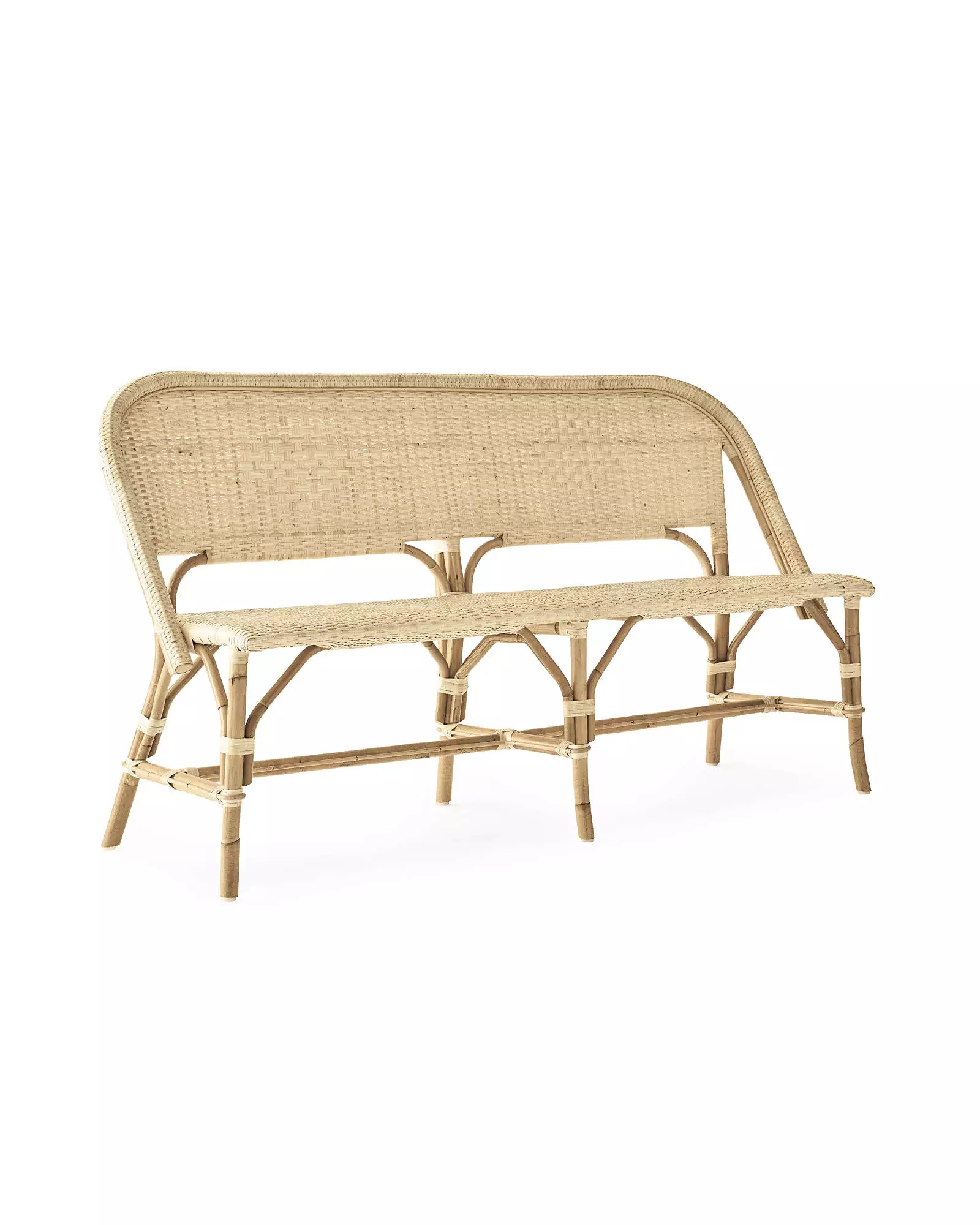 Sunwashed Riviera Rattan Bench | Serena and Lily