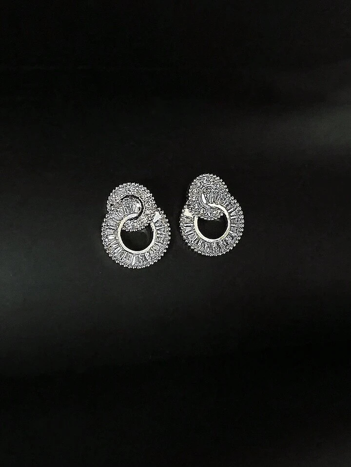 MOONSO Cubic Zirconia Decor Earrings For Women For Party Banquet Wedding | SHEIN
