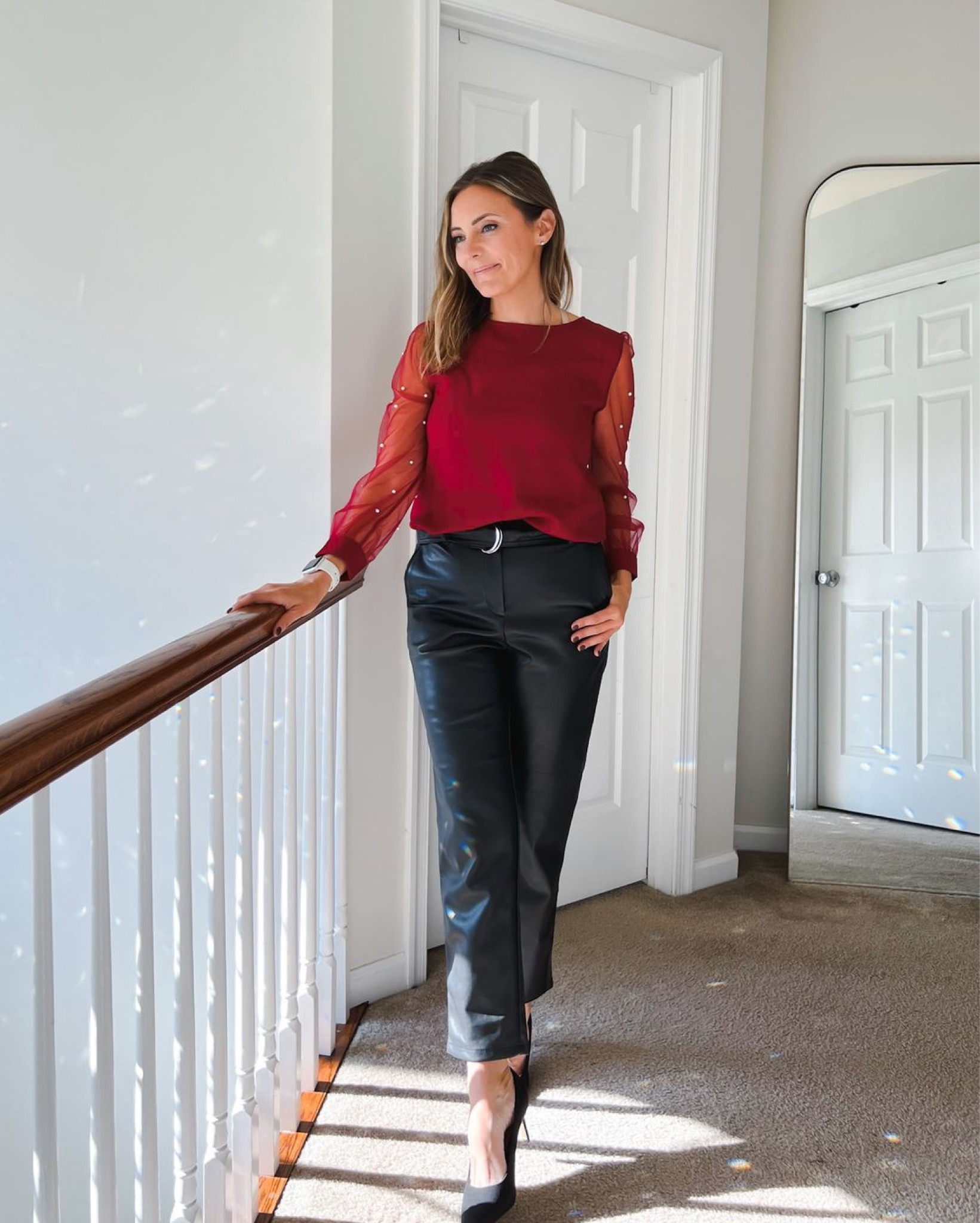 The sleeve detail on this @floern top is so pretty, especially for the holidays! 
The pearl detail on the sheer sleeve is so chic and sophisticated.  Size up if you're between sizes.  I'm wearing a small.

Shacket
Wide leg pants
Holiday blazer
Holiday fashion
Plaid blazer
Women’s workwear
Tailored pants
Cozy fashion
Holiday party outfit 
Winter fashion
Winter outerwear
Winter coat
Belt bag
Halloween
Fall outfits
Fall fashion
Jeans
Fall wedding guest
Work wear
Fall decor
Jeans
Bedding
Fall fashion
Shackets
Sherpa pullover
Sherpa jacket
Faux leather
Faux leather pants
Cozy cardigan
Flannel pullover
Flannel shacket

#LTKSeasonal #LTKstyletip