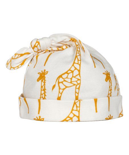 Yellow Giraffe Organic Cotton Knotted Beanie - Infant | Zulily