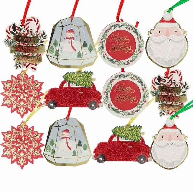 Paper Magic Group 12ct Deluxe Assorted Christmas Holiday Gift Tags, 3D with Foil and Glitter | Walmart (US)