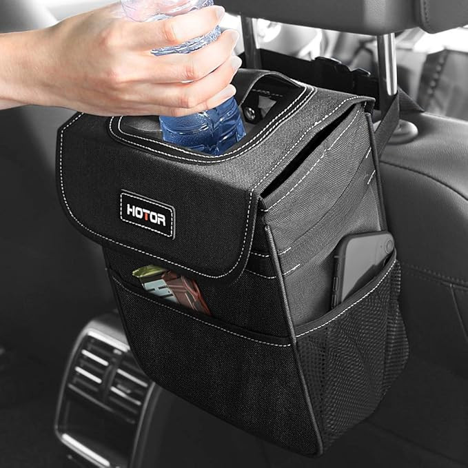 HOTOR Car Trash Can with Lid and Storage Pockets, 100% Leak-Proof Car Organizer, Waterproof Car G... | Amazon (US)