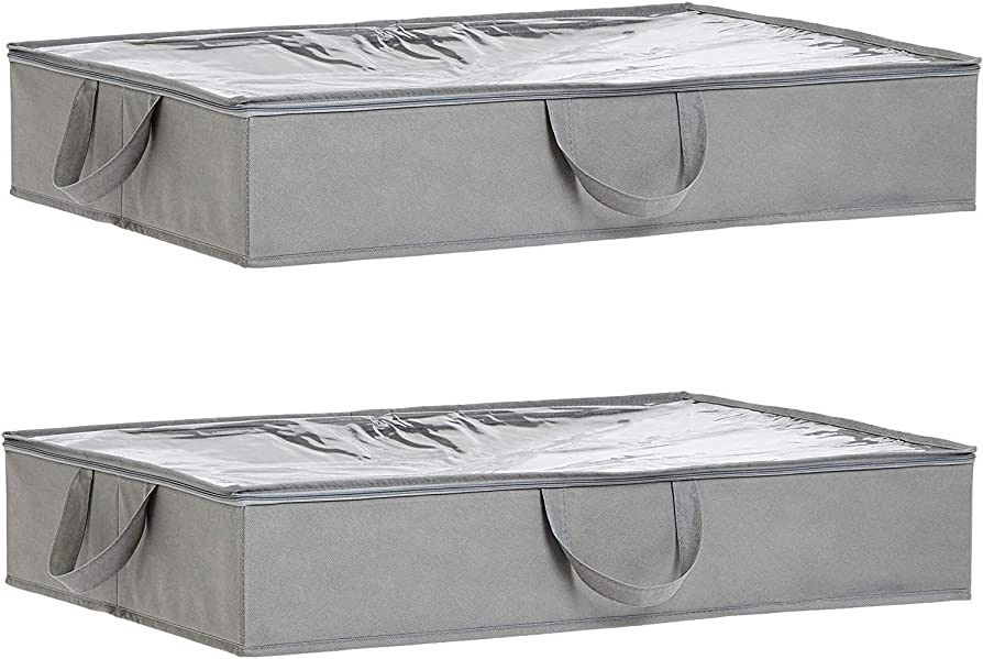 Amazon Basics Under Bed Fabric Storage Container Bags with Window and Handles - 2-Pack, 30.2 x 20... | Amazon (US)