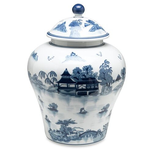 14" Lavieille Ginger Jar, Blue/White | One Kings Lane