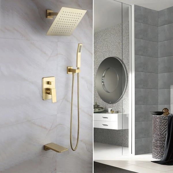 Solid Brass Wall Mount 10" Rainshower Hand Shower & Tub Spout Shower System-Homary | Homary
